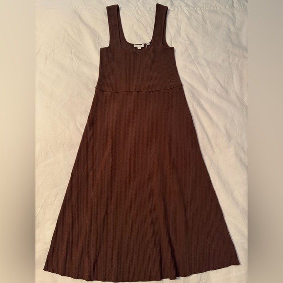 NWT Vince Brown Ribbed Midi Dress - Picture 4 of 7